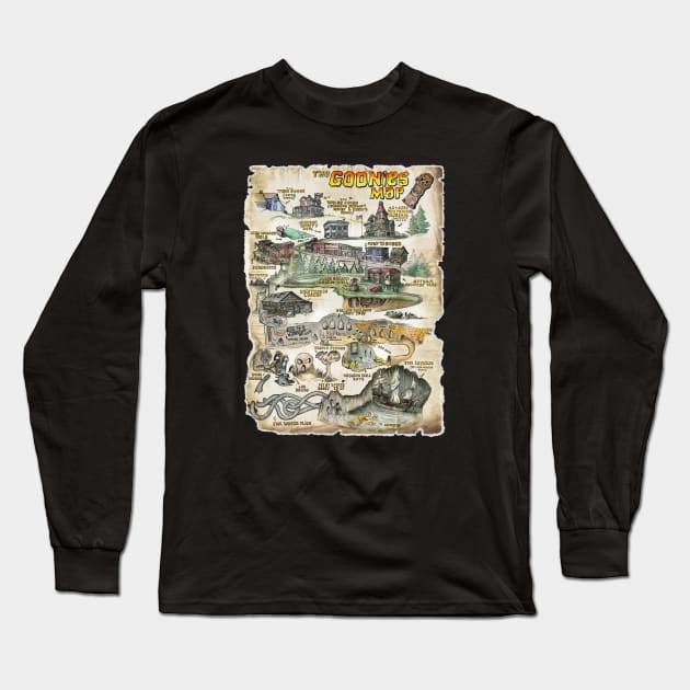 Goonies Map Long Sleeve T-Shirt by natearts